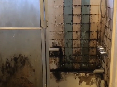 Bathroom mold before removal, view three